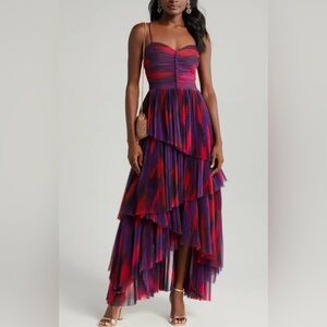 Hutch Akila Pleated Tiered Gown